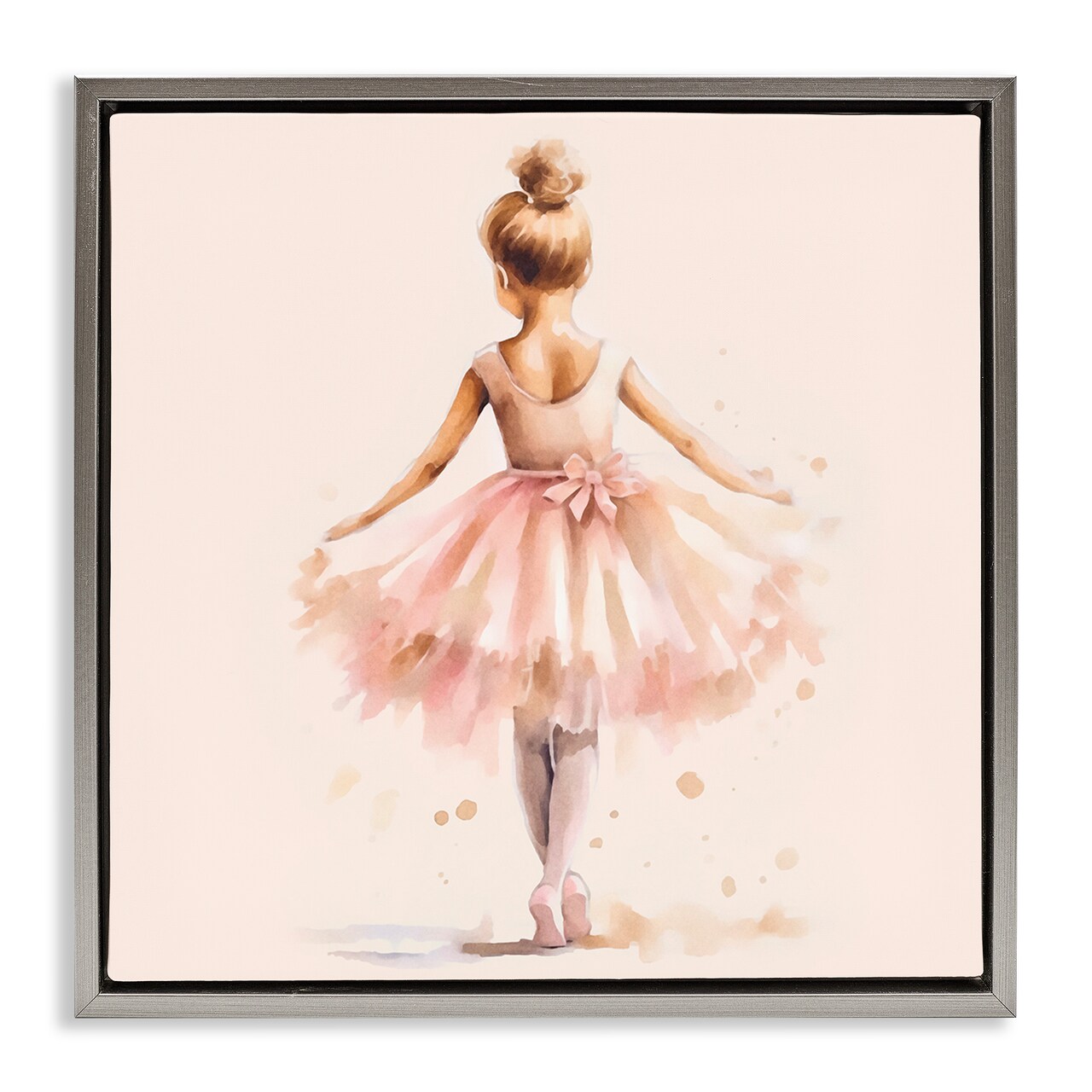 Stupell Industries Stepping Ballerina in Tutu Framed Floater Canvas Wall Art Design by Andrea Haase